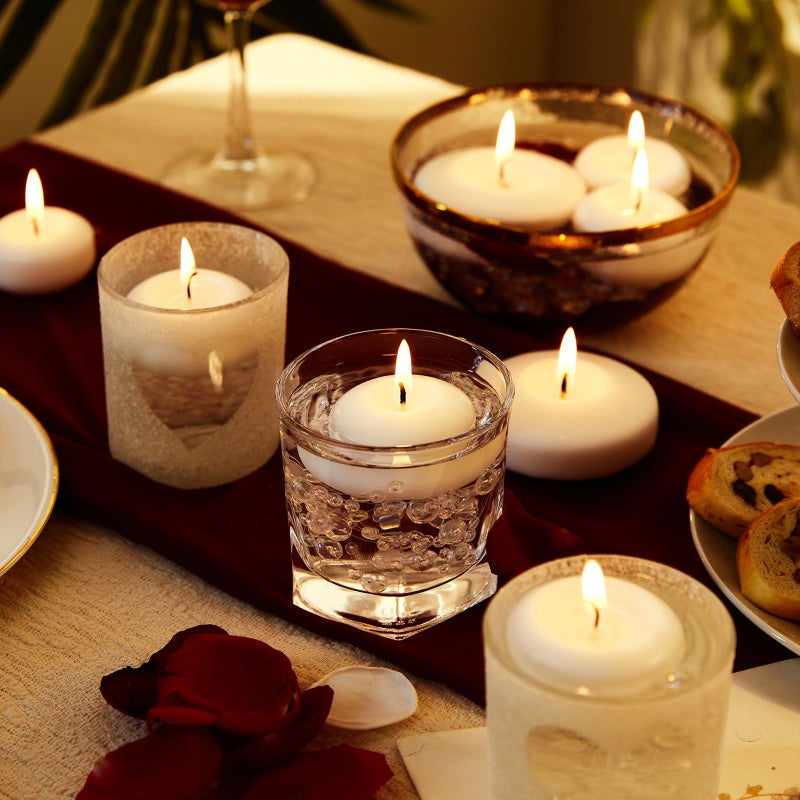 Ashlux 24 Pack Ashlux Floating Candles 5-6 Hours Long Burning  2 inch Unscented White Floating Candles for Valentine's Day  Wedding  Proposal Anniversary Decorations  Romantic Night for Her/Him Set - Image 5